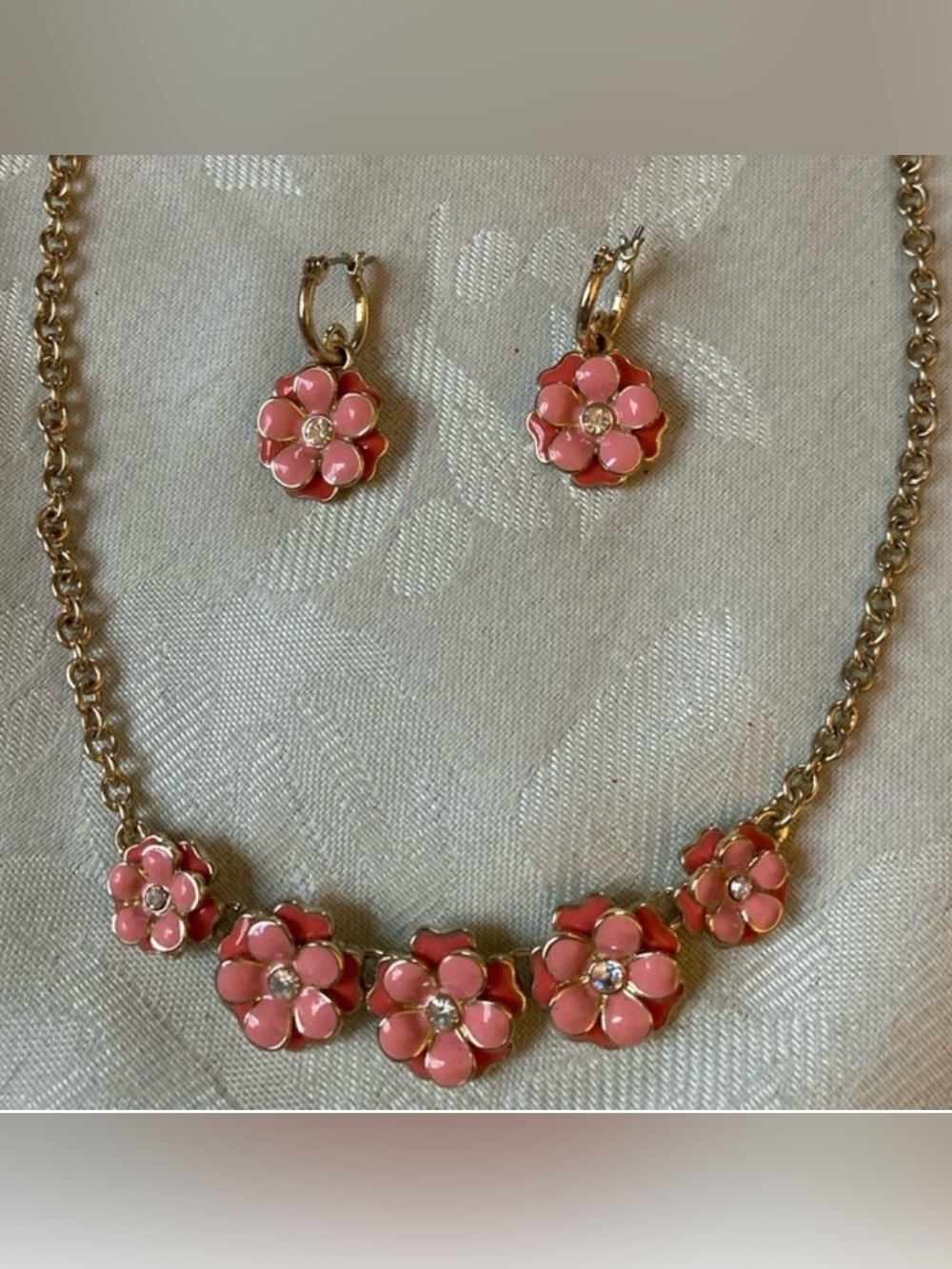 Napier Signed Floral Necklace & Matching Earring Set